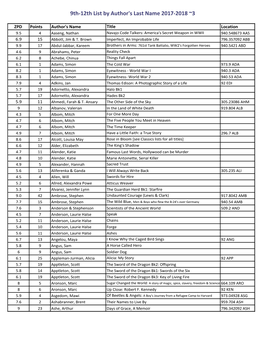 9Th-12Th List by Author's Last Name 2017-2018 ~3