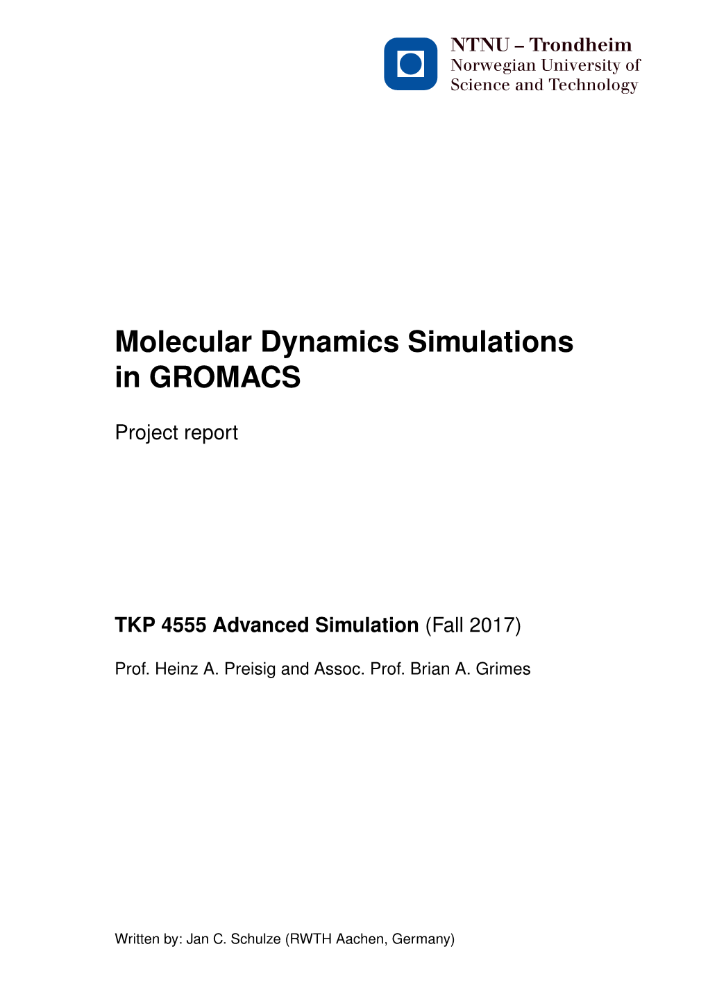 Molecular Dynamics Simulations in GROMACS