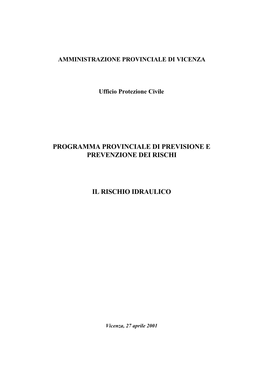 Programma Provinciale Di Previsione E Prevenzione Dei Rischi Il Rischio
