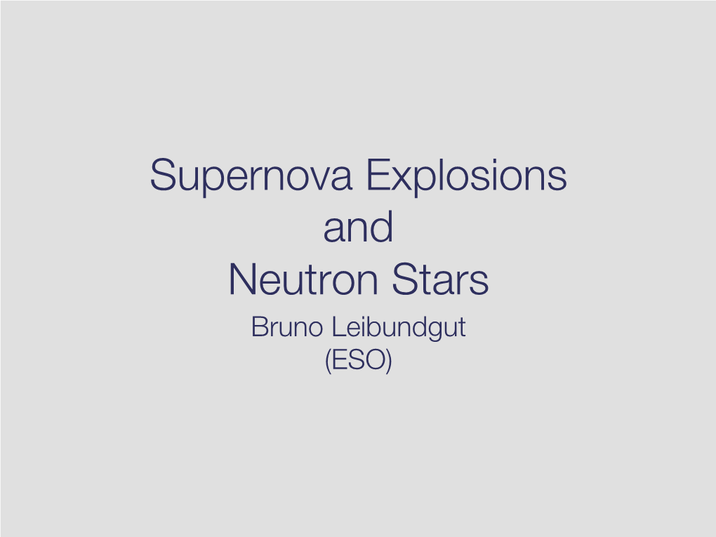 Supernova Explosions and Neutron Stars