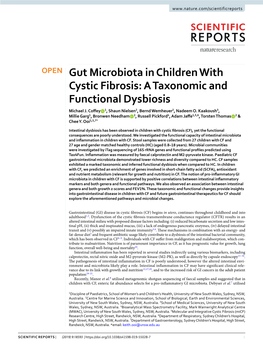 Gut Microbiota in Children with Cystic Fibrosis: a Taxonomic and Functional Dysbiosis Michael J