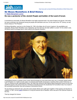 Sir Moses Montefiore: a Brief History