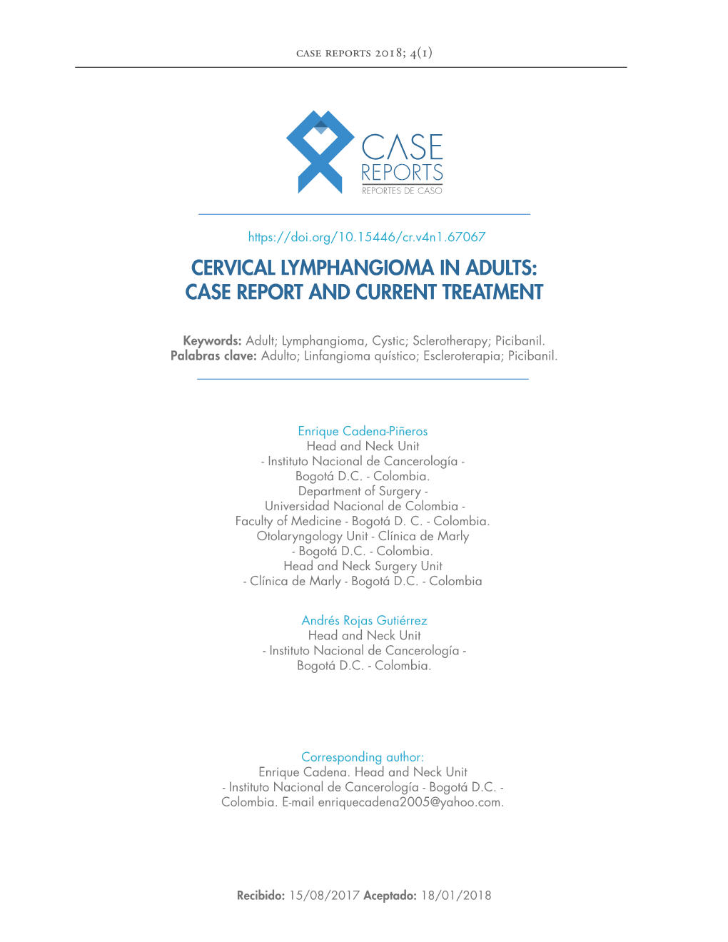 Cervical Lymphangioma in Adults: Case Report and Current Treatment