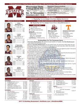 Mississippi State No. 12 Tennessee