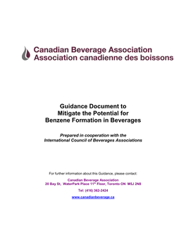 Guidance Document to Mitigate the Potential for Benzene Formation in Beverages