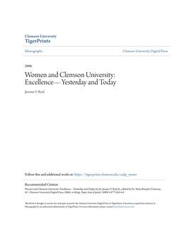 Women and Clemson University: Excellence—Yesterday and Today Jerome V