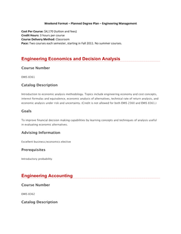 Engineering Economics and Decision Analysis Engineering Accounting