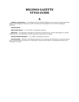 Billings Gazette Style Guide A
