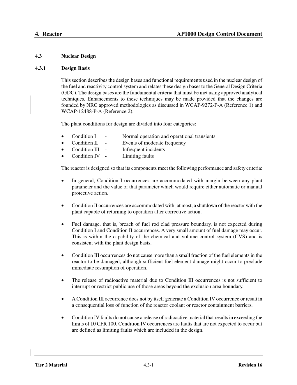 Westinghouse AP1000 Design Control Document Rev. 16 - DocsLib