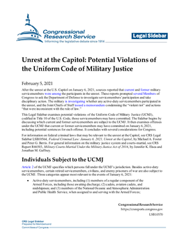 Unrest at the Capitol: Potential Violations of the Uniform Code of Military Justice