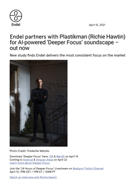Endel Partners with Plastikman (Richie Hawtin) for AI-Powered