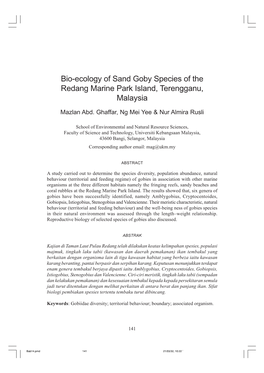 Bio-Ecology of Sand Goby Species of the Redang Marine Park Island, Terengganu