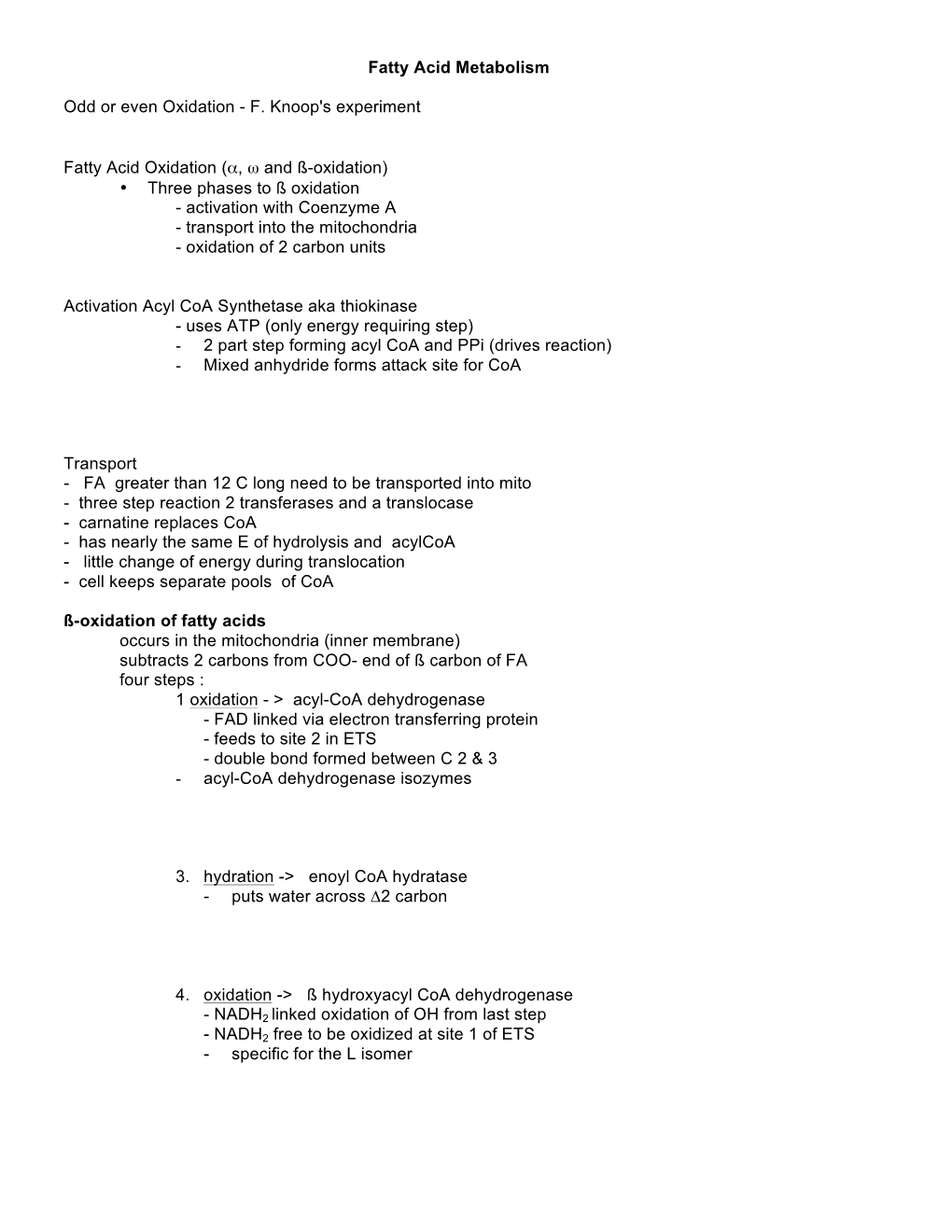 Fatty Acid Metabolism