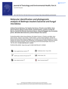 Molecular Identification and Phylogenetic Analysis of Bothrops Insularis Bacterial and Fungal Microbiota