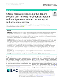 Arterial Reconstruction Using the Donor's Gonadal Vein in Living Renal