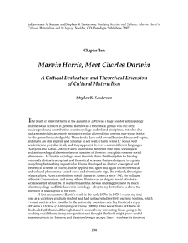 Marvin Harris, Meet Charles Darwin