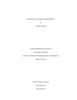 THE SONATA of BAND MANAGEMENT by William Schmidt