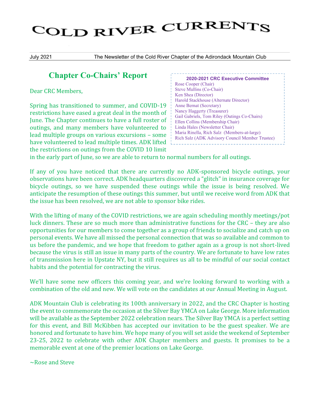 Chapter Co-Chairs' Report