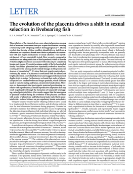 The Evolution of the Placenta Drives a Shift in Sexual Selection in Livebearing Fish