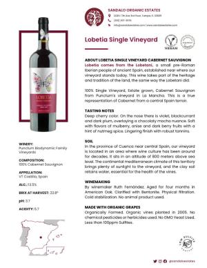 Lobetia — Single Vineyard Cabernet Sauvignon