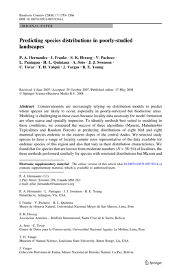 Predicting Species Distributions in Poorly-Studied Landscapes