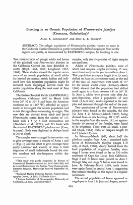 Breeding in an Oceanic Population of Pleuroncodes Planipes (Crustacea, Galatheidae) 1 ALAN R