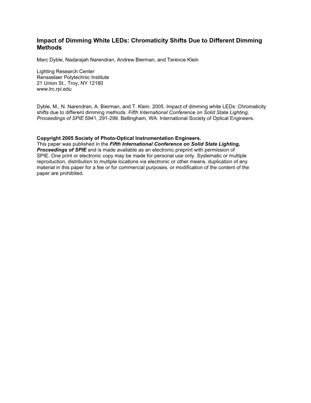 Impact of Dimming White Leds: Chromaticity Shifts Due to Different Dimming Methods