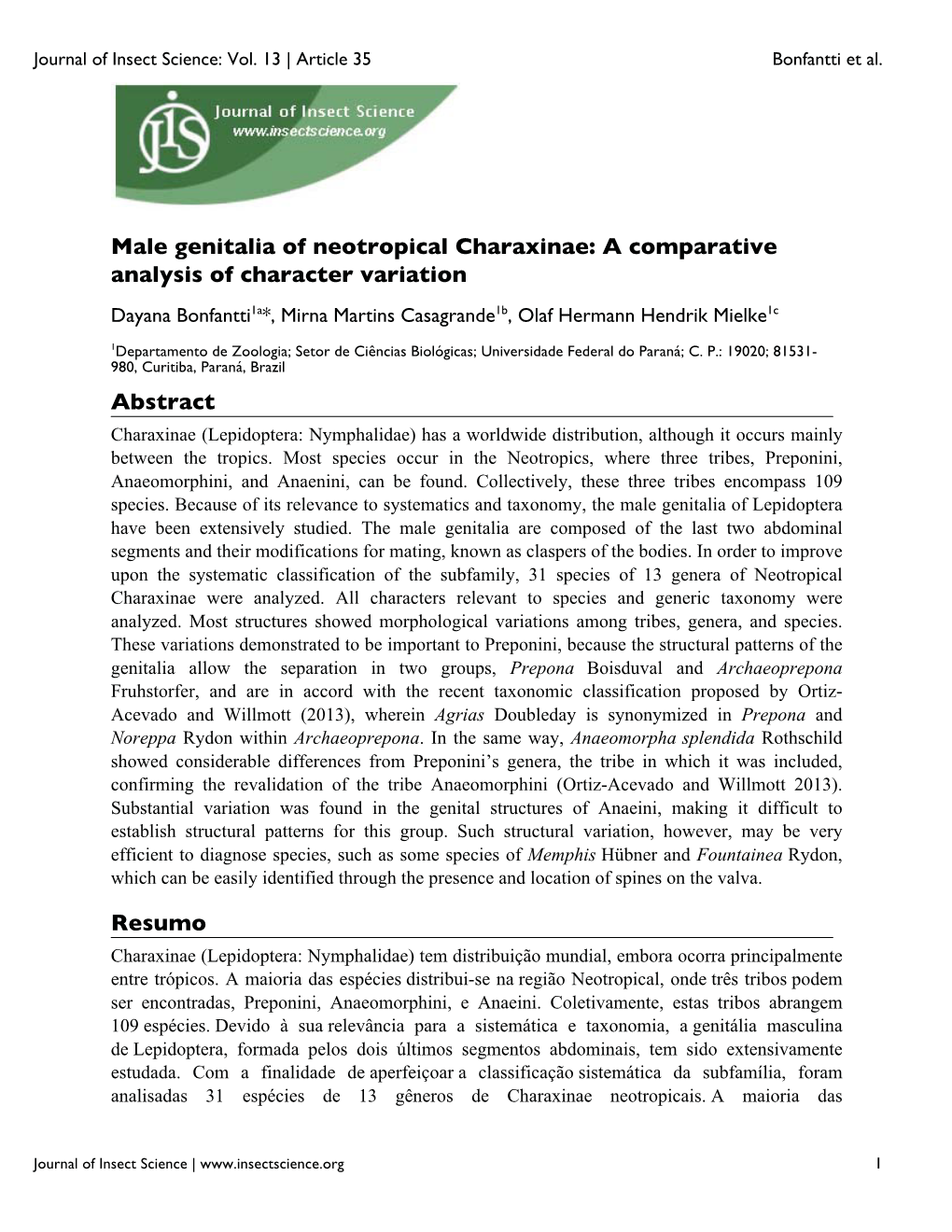 Male Genitalia of Neotropical Charaxinae: a Comparative Analysis of Character Variation