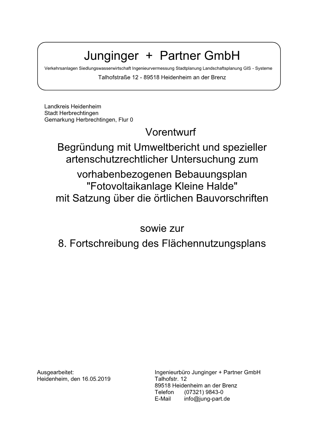 Begründung Zum Bebauungsplan "Hochfeld IV