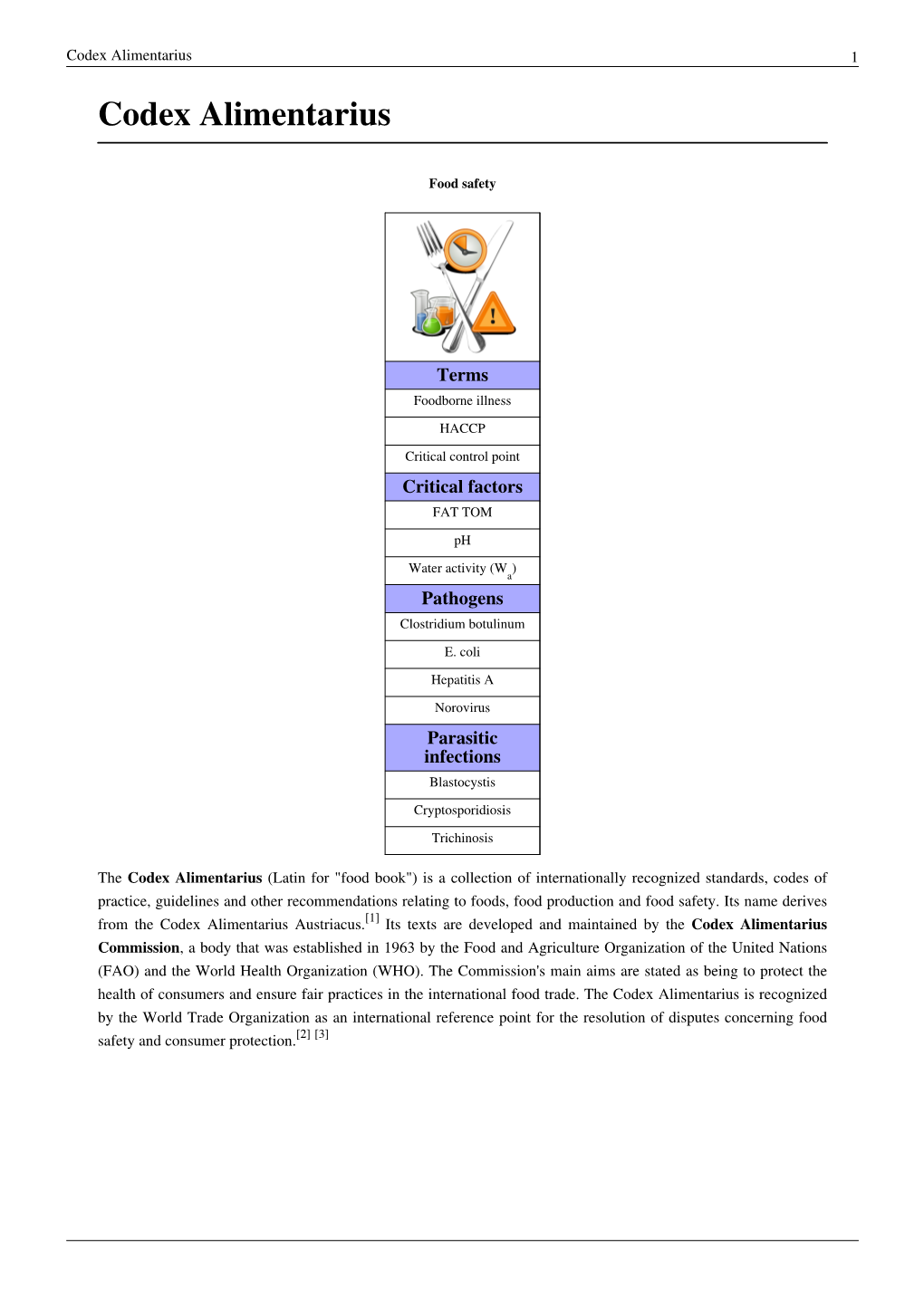 Codex Alimentarius 1 Codex Alimentarius