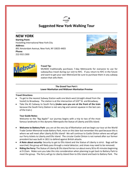 Suggested New York Walking Tour NEW YORK