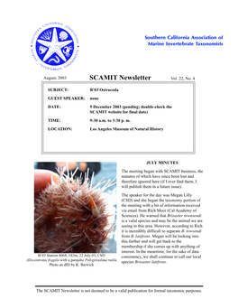 SCAMIT Newsletter Vol. 22 No. 4 2003 August