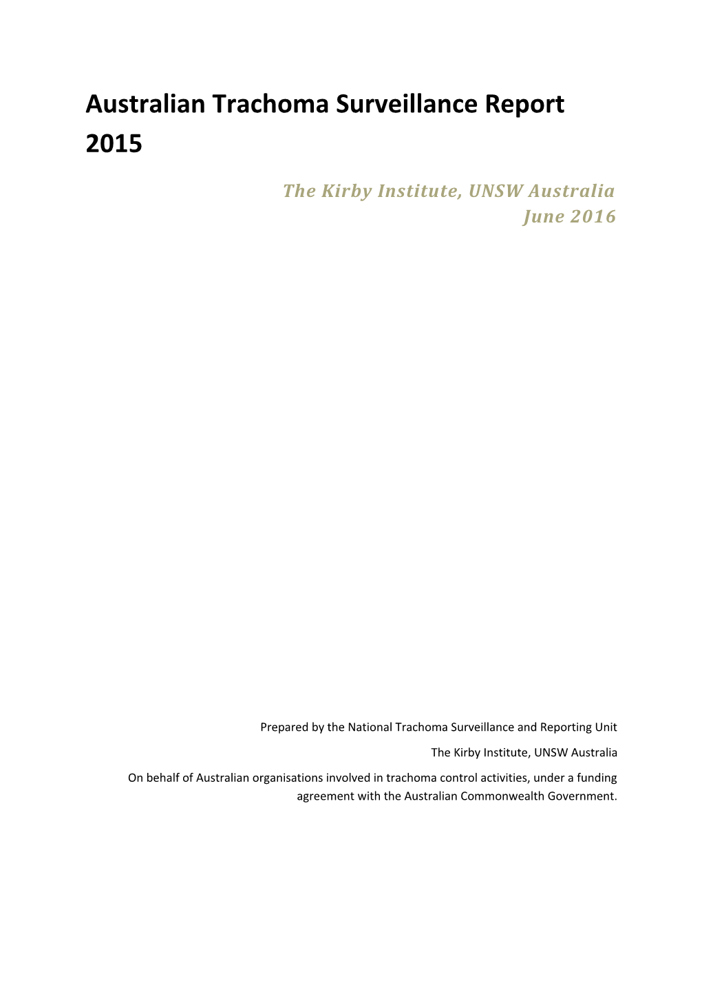 Australian Trachoma Surveillance Report 2015