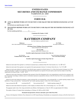 RAYTHEON COMPANY (Exact Name of Registrant As Specified in Its Charter)