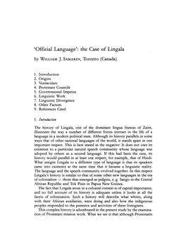 'Official Language': the Case of Lingala by WILLIAM J