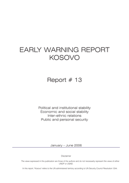 Early Warning Report Kosovo