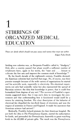 Stirrings of Organized Medical Education
