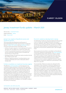 Jersey Investment Funds Update - March 2021