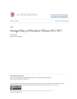 Foreign Policy of Woodrow Wilson 1913-1917 Ann E