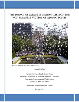 The Impact of Japanese Nationalism on the Non-Japanese Victims of Atomic Bombs