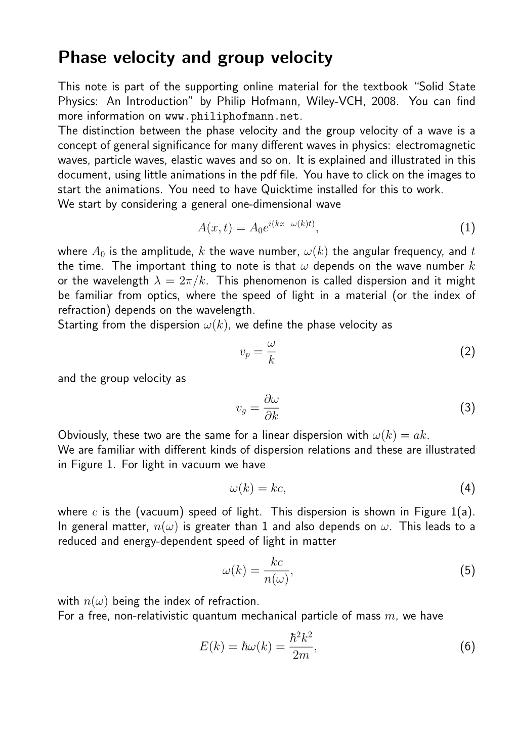 Phase Velocity and Group Velocity