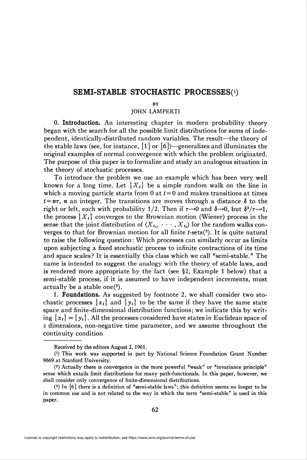 Semi-Stable Stochastic Processeso)