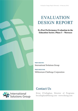 Evaluation Design Report (Revised) – 9 February 2016