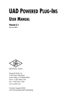 Universal Audio UAD Manual