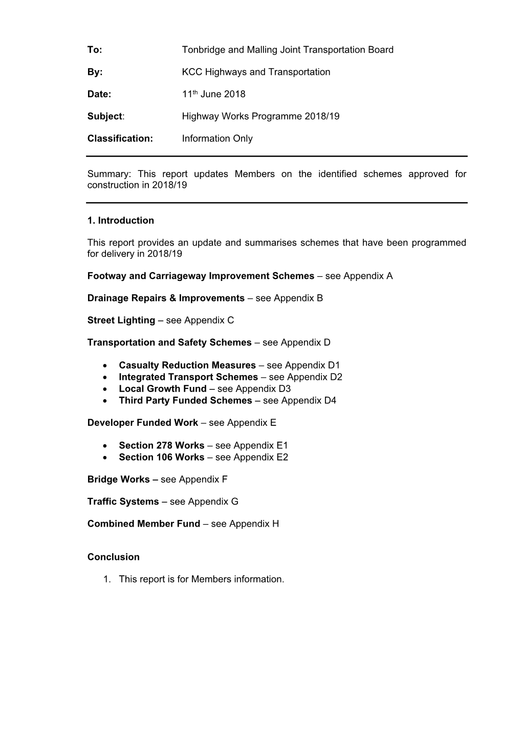 Highway Works Programme PDF 124 KB