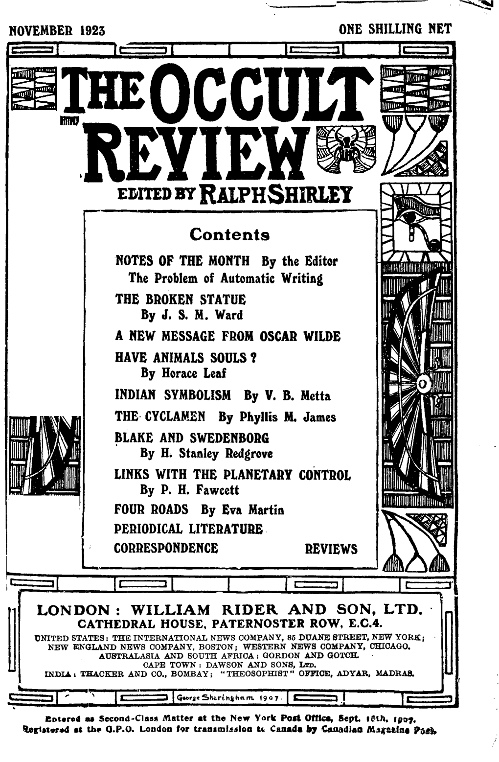 Occult Review V38 N5 Nov 1923