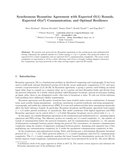 Synchronous Byzantine Agreement with Expected O(1) Rounds, Expected O(N2) Communication, and Optimal Resilience