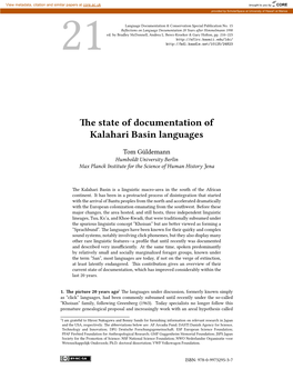 The State of Documentation of Kalahari Basin Languages