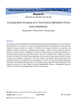 Comparative Analysis of E-Commerce Between China and Uzbekistan