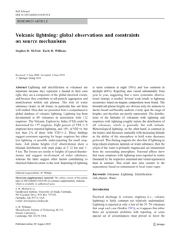 Volcanic Lightning: Global Observations and Constraints on Source Mechanisms